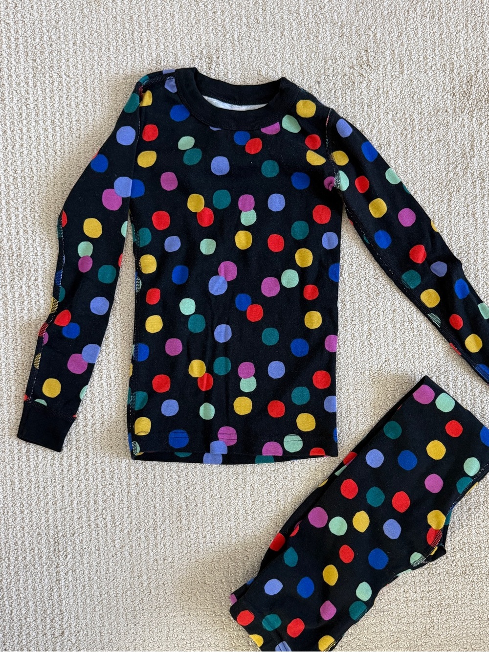 HANNA ANDERSSON || Kids Black Polka Dot Long-Sleeve Cotton Pajama Set - 120 cm